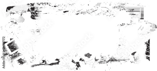 Glitch distorted grange shape . Noise grungy logo . Trendy defect error shapes . Glitched frame .Grunge textured . Distressed effect .Vector shapes