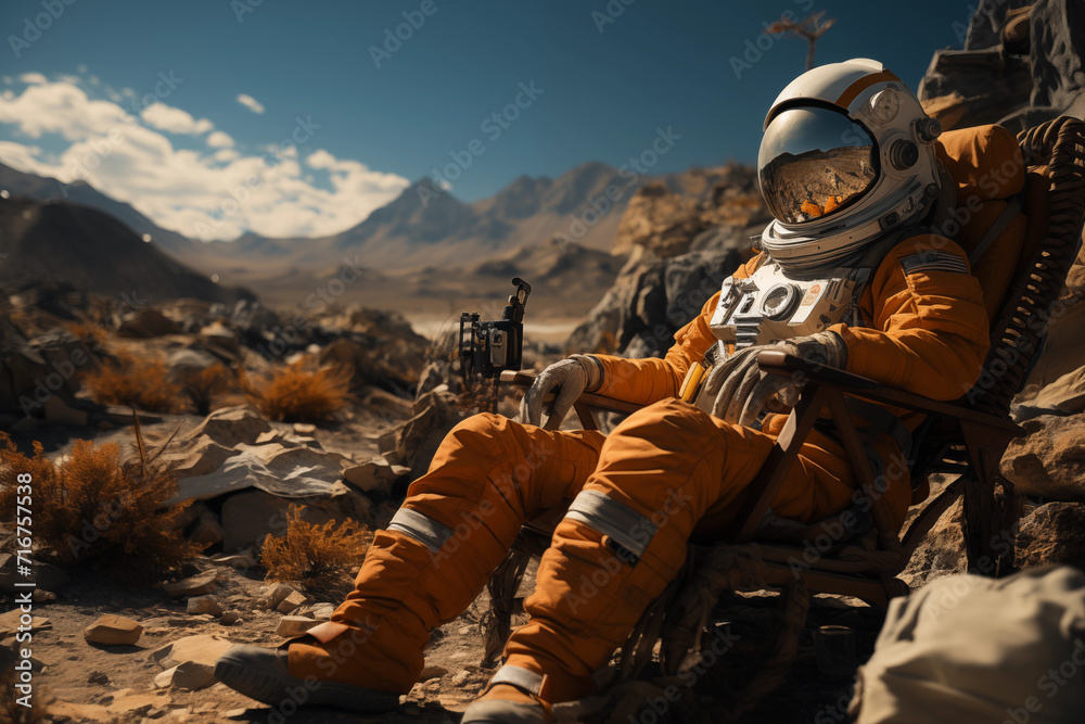 Astronaut chilling at the moon_1 Astronaut chilling at the moon_1