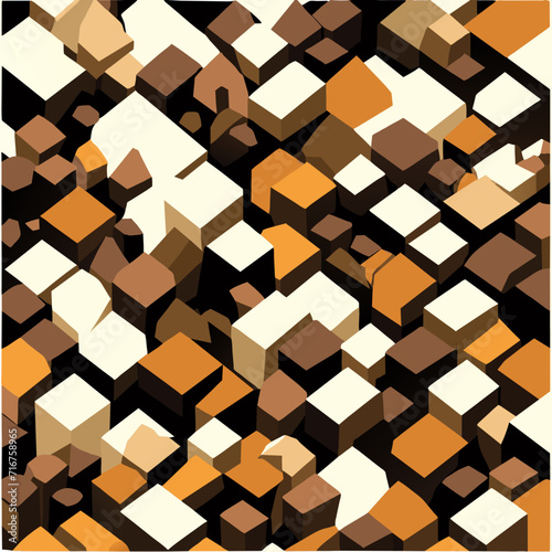 abstract background consisting of cubes of different sizes and shades of brown AI generated