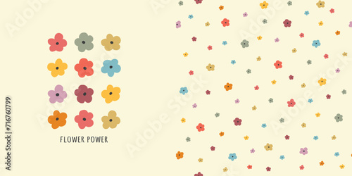 Flower power. Hand drawn cute design for girls. Graphic tee print for children. Vector illustration. Perfect for t-shirt, poster, surface design
