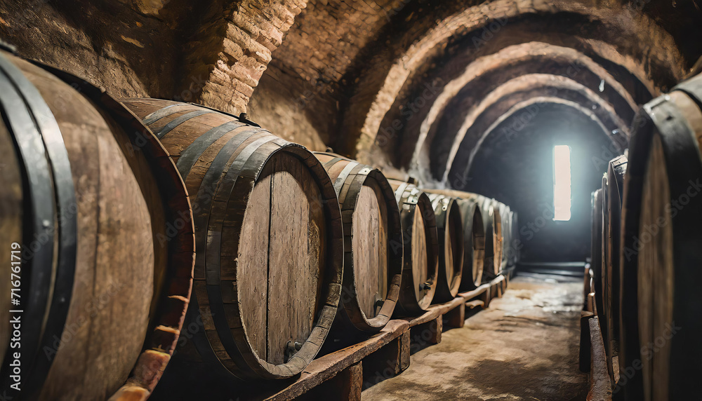 Aged and Authentic Wines Stored in Oak Barrels