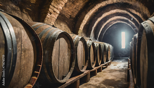 Aged and Authentic Wines Stored in Oak Barrels