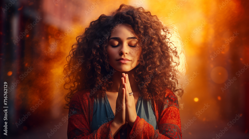 Portrait of a Young Woman in Meditation. Portrait of a Young Woman in Meditation.