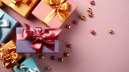 Gift box background. Gifts with copy space. For Christmas gifts  holidays or birthdays