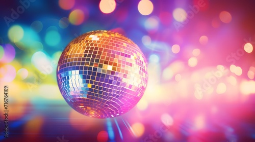 Disco ball with vibrant and bright background