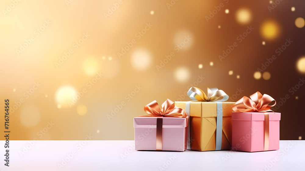 Gift box background. Gifts with copy space. For Christmas gifts, holidays or birthdays