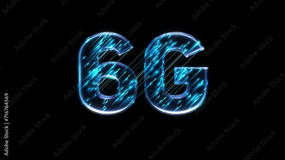 Blue data streams fly through glass 6G. High speed mobile internet. Communication network. 3d render animation