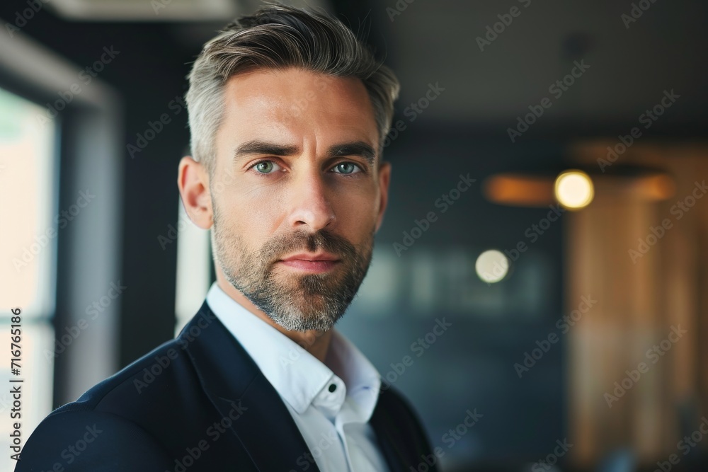Close-up of a confident businessman in a modern office Close-up of a confident businessman in a modern office