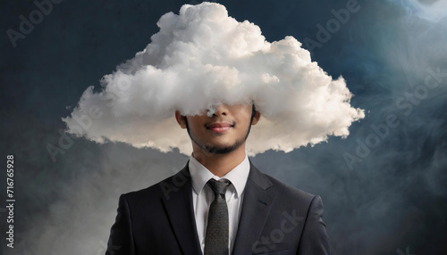 The mental labyrinth: how to understand the complexities of emotions. Man with a cloud on his head