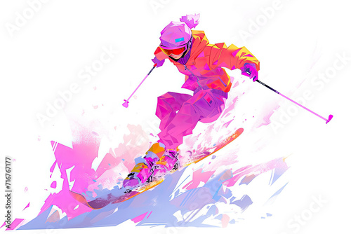 Professional skier on the slope. 