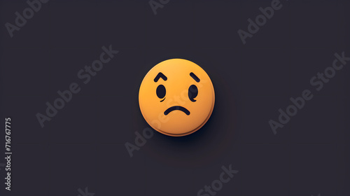 Sad angry emoji emoticon with dark black background, sadness concept
