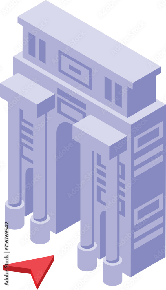 Find city arch icon isometric vector. Business travel. Digital room app