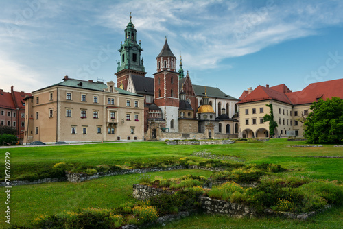 Beautiful summer view of Wawel Royal Castle complex in Krakow, Poland