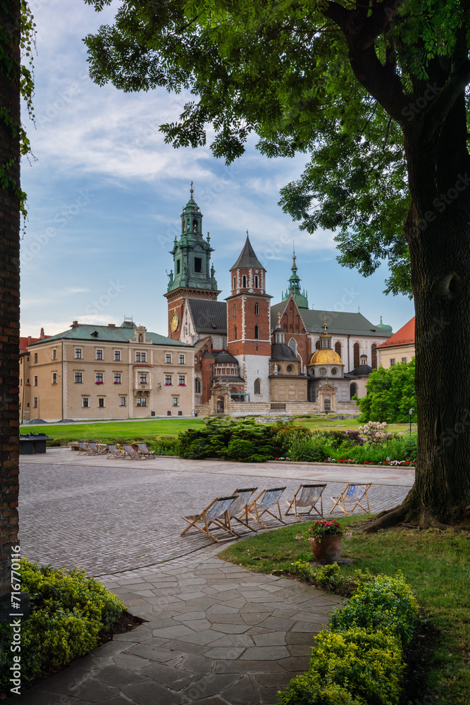 Beautiful summer view of Wawel Royal Castle complex in Krakow, Poland