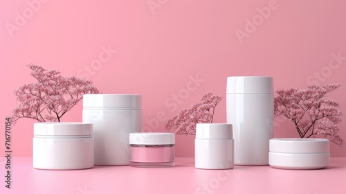 Cosmetic skincare makeup containers without labels. Generative Ai.