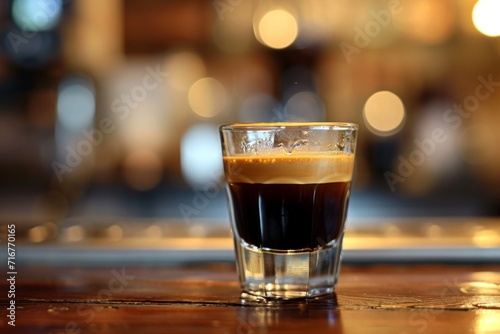 Detailed image of an espresso shot in a glass cup