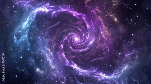 Dreamlike Space Vortex with Spiraling Star Clusters background