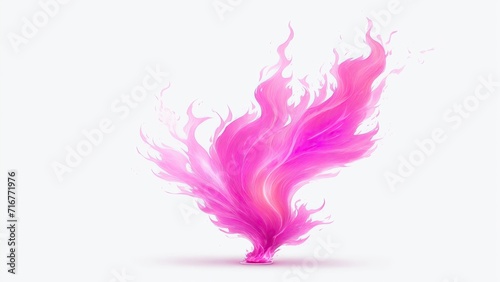 Pink flame magic fire on white background