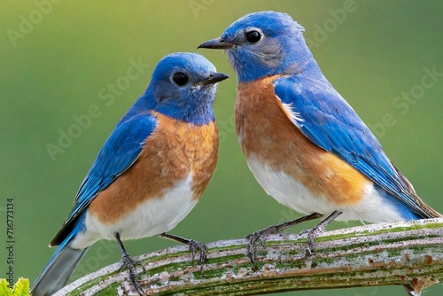 Two male bluebirds on perch © Priyanka