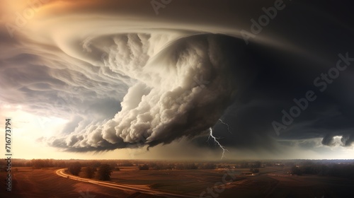 Massive tornado or turbulence forming on a horizon. © Ziyan