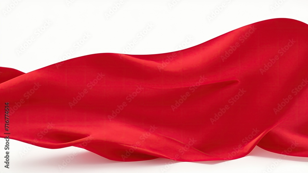Flying Red silk fabric. Waving satin cloth on white background Flying Red silk fabric. Waving satin cloth on white background