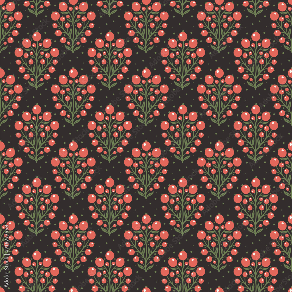 Hand drawn decorative doodle berries seamless pattern, silhouette scandinavian simple flower texture Hand drawn decorative doodle berries seamless pattern, silhouette scandinavian simple flower texture
