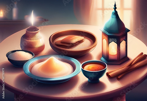 Suhoor essentials on a table  photo