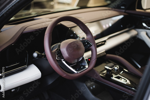 steering wheel and control buttons in a new car © Hanna
