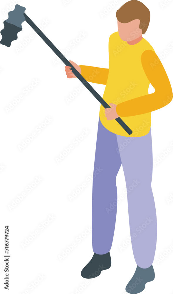 News sound producer icon isometric vector. Video media host. Male persona News sound producer icon isometric vector. Video media host. Male persona