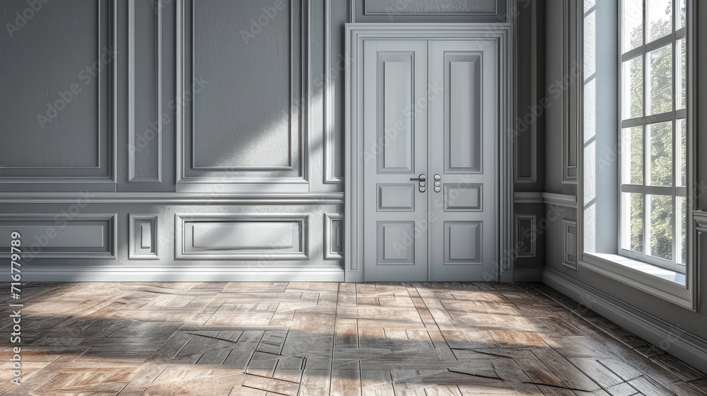 Generative ai illustration of Empty Classic interior with empty walls