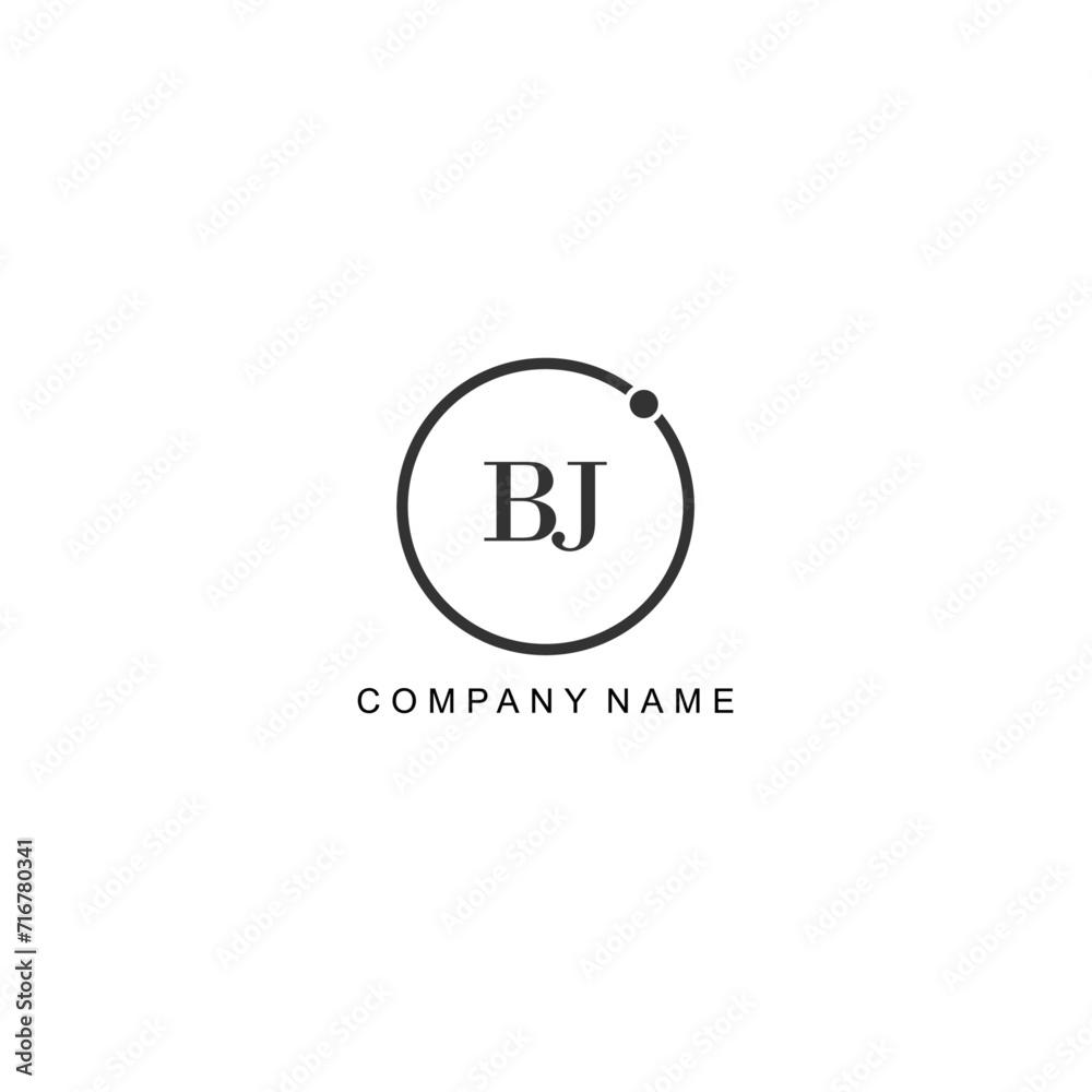 Initial BJ letter management label trendy elegant monogram company