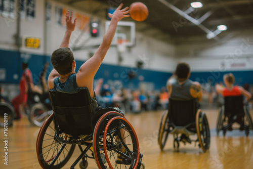 Wheelchair Basketball Player Making a Shot