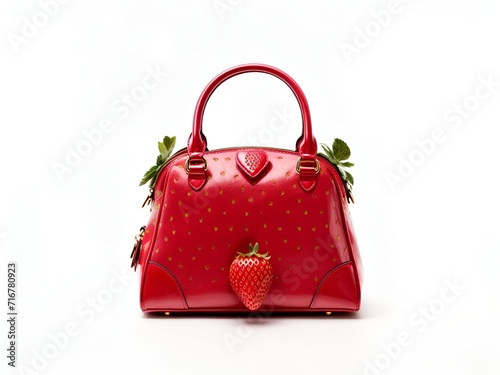a women handbag shaped like a strawberry