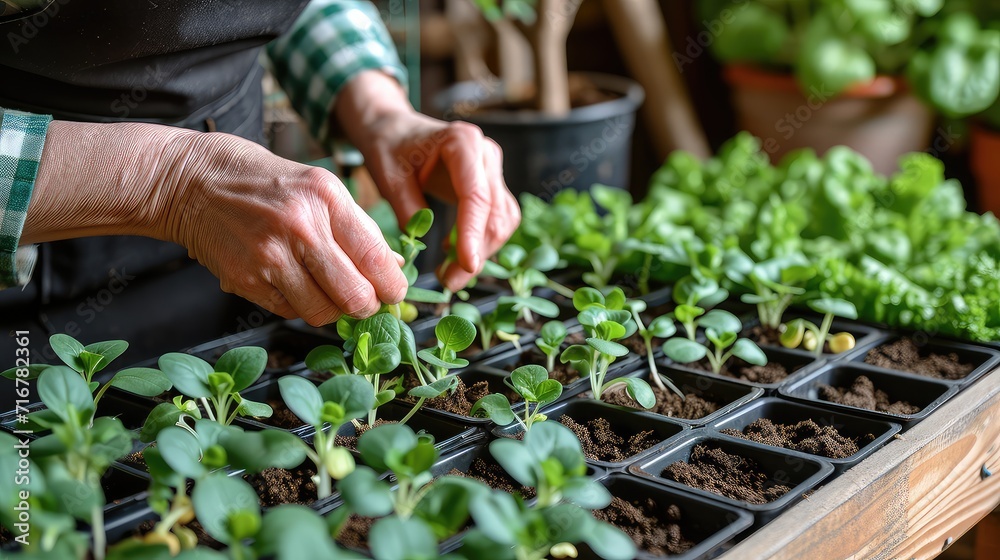 The elderly man's hands, weathered and gentle, weave a tapestry of blooms, transforming his garden into a haven of serenity. The elderly man's hands, weathered and gentle, weave a tapestry of blooms, transforming his garden into a haven of serenity.