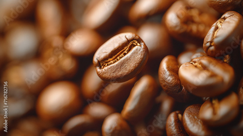 Close-up of coffee beans falling.