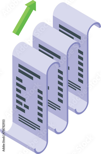 Payment bill paper icon isometric vector. Corporate profit. Process increase