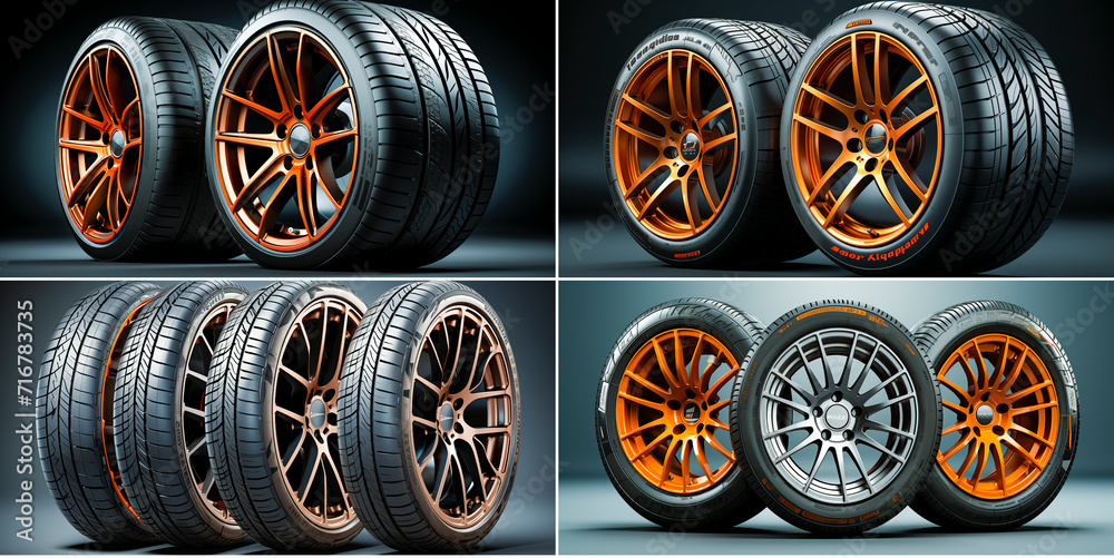 Transparent background for easy integration into any design. High quality and durable tires for your car. Ideal for various car models.