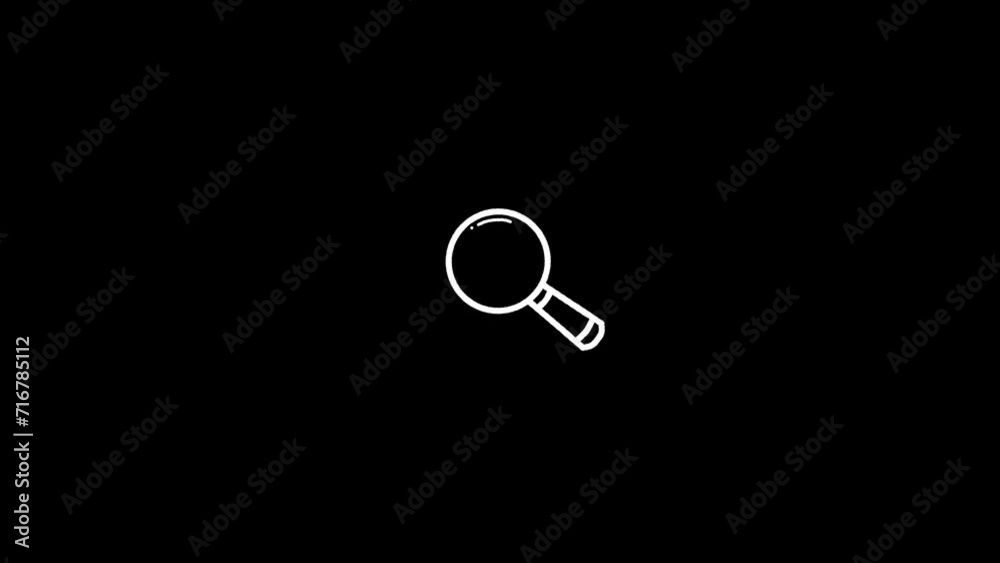 Animated of magnifying searching on black background Animated of magnifying searching on black background