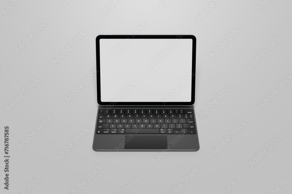 Front view of tablet and keyboard mockup Front view of tablet and keyboard mockup