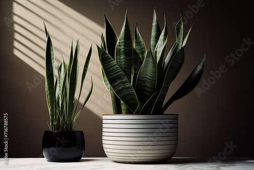Snake Plant in Minimalist Planter  A Stylish and Modern Indoor Greenery