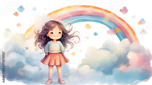 Pastel background image of a cute smiling girl