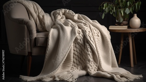 Cozy and Chunky Knit Throw Blanket in Warm Home Setting, A Comfortable and Stylish Addition