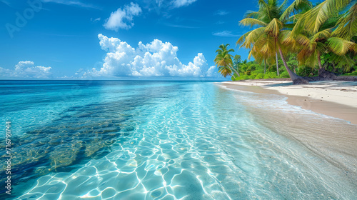 Idyllic Tropical Beach with Crystal Clear Water
 #716791744