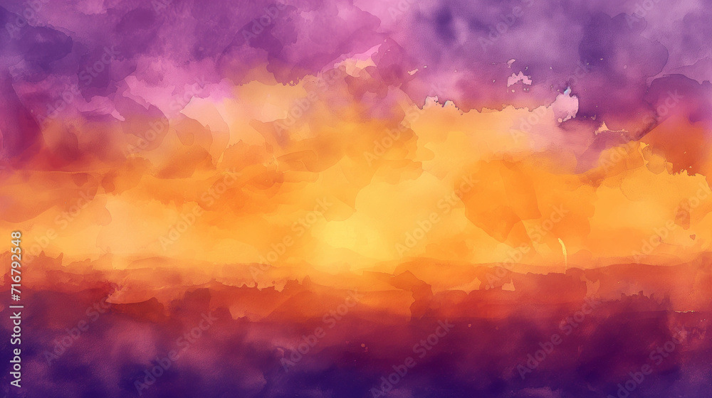 abstract watercolor background sunset sky orange purple ,  Ai generated image