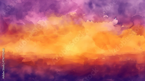 abstract watercolor background sunset sky orange purple , Ai generated image