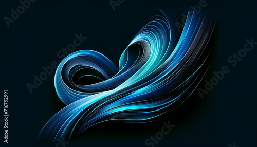abstract background with blue glowing neon lines and bokeh lights.