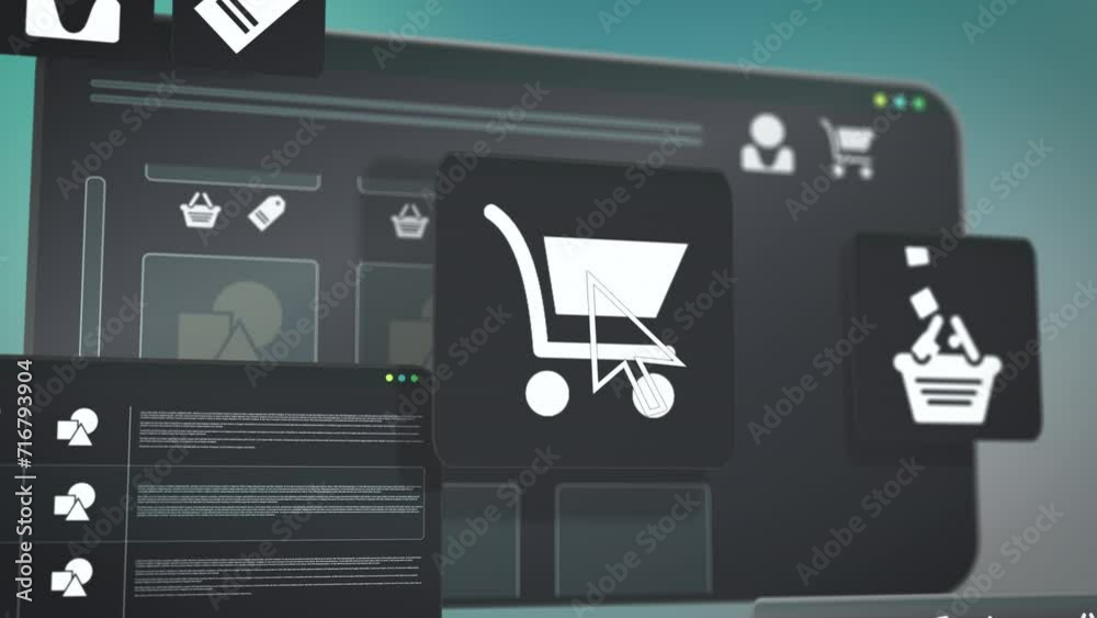 Online shop animation e-commerce service on online web, interface of shopping website