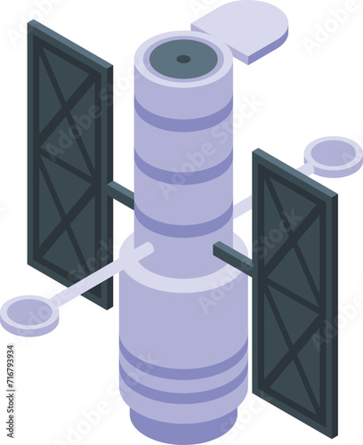 Solar panel satellite icon isometric vector. Science galaxy. Universe power