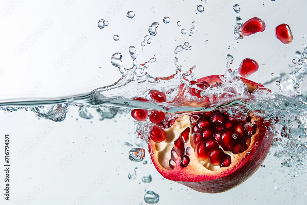 pomegranate falling into water pomegranate falling into water