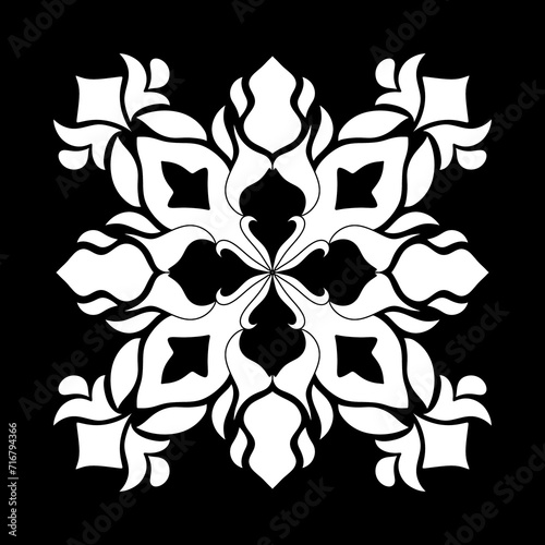 black and white floral art